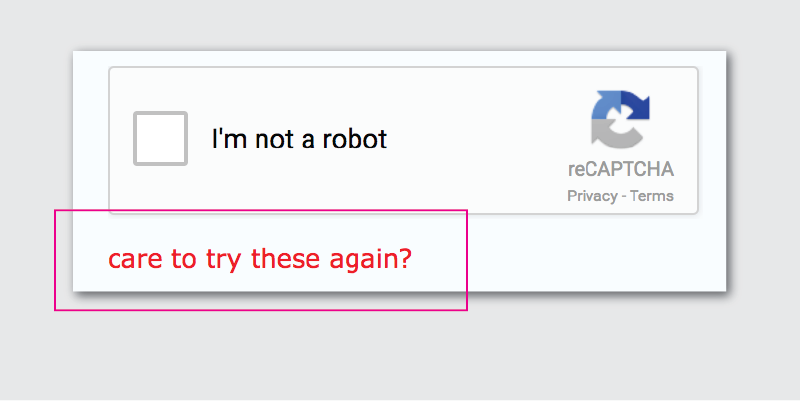 I'm not a robot error message